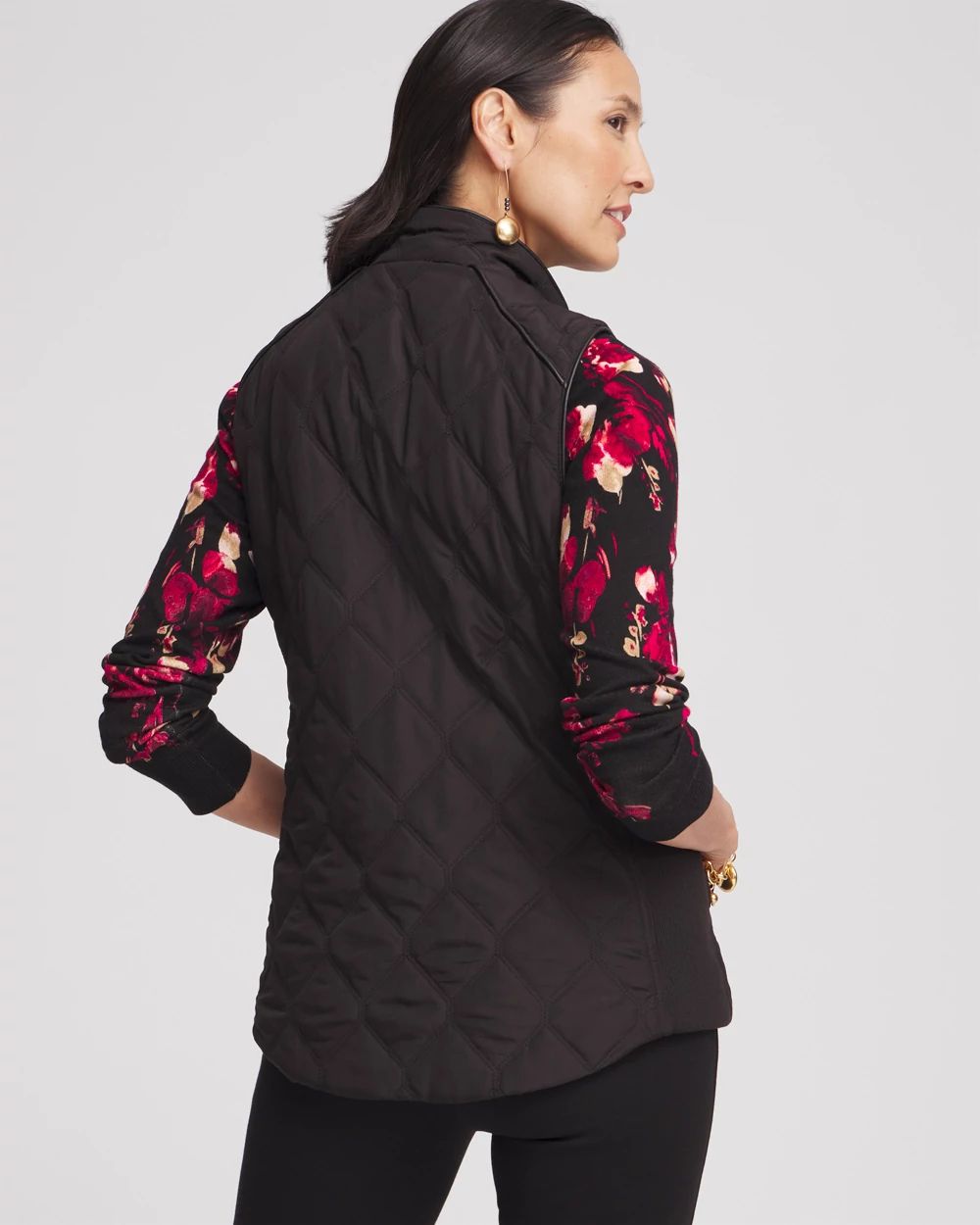 Rib Trim Quilted Vest
