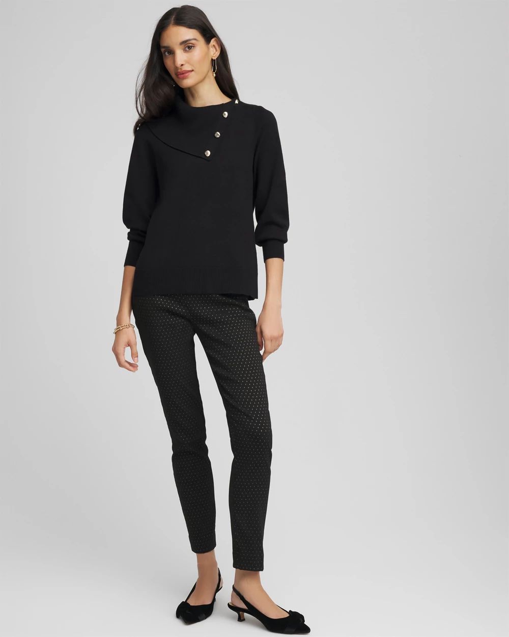 Button Envelope Neck Sweater click to view larger image.