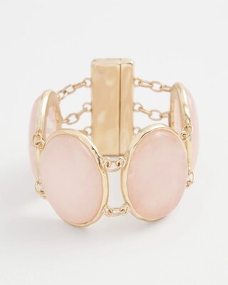 Rose Quartz Gold Tone Bracelet click to view larger image.