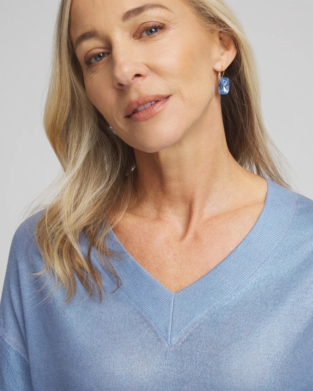 Foil V-Neck Relaxed Pullover Sweater