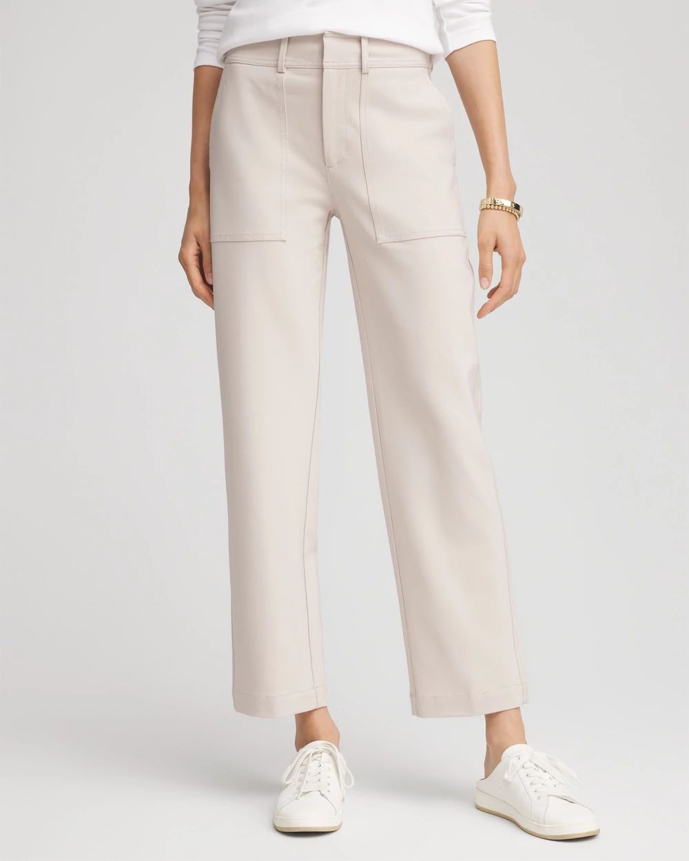 Bi-Stretch Straight Cropped Ankle Pants
