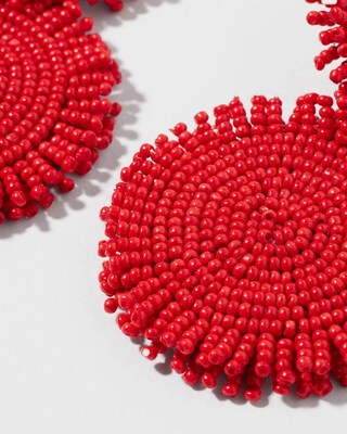 Red Round Seed Bead Earrings