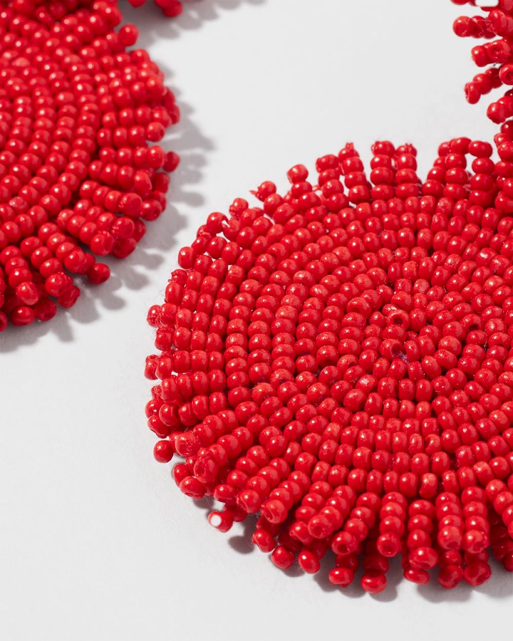 Red Round Seed Bead Earrings