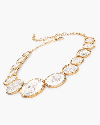 Mixed-Metal Coin Bib Necklace