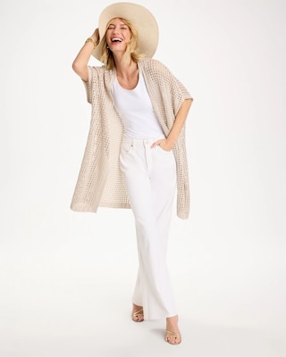 Crochet Knit Belted Ruana click to view larger image.