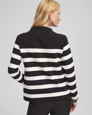Black & White Striped Mock Neck Top click to view larger image.