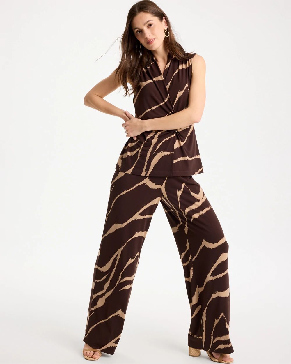 Petite Travelers™ Zebra Knit Wide-Leg Pants