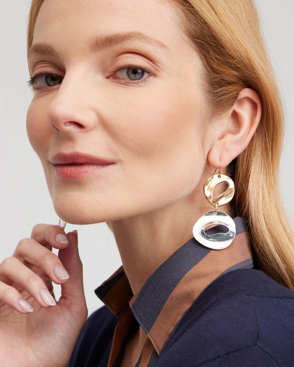 Mixed Metal Drop Earrings