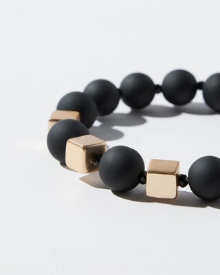 Black & Gold Tone Stretch Bracelet