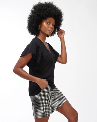Ruffle Sleeve Slub Tee