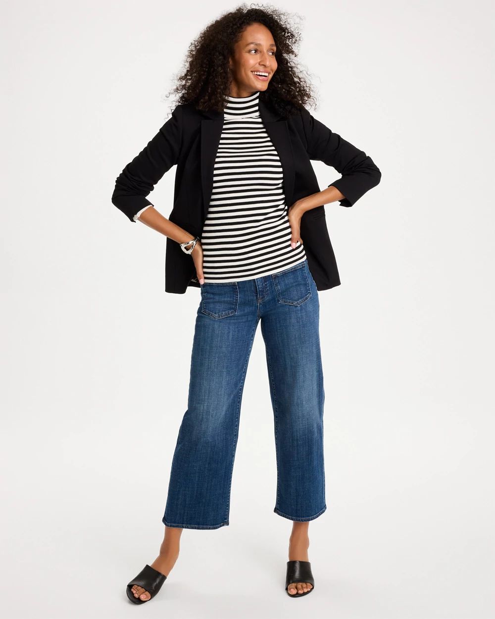 Ella Button-Sleeve Turtleneck Sweater click to view larger image.