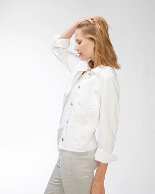 3D Floral Applique Denim Jacket