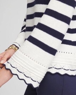 Striped Eyelet Pointelle Pullover click to view larger image.