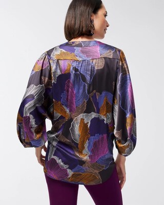 Abstract Print Tie-Front Shirt
