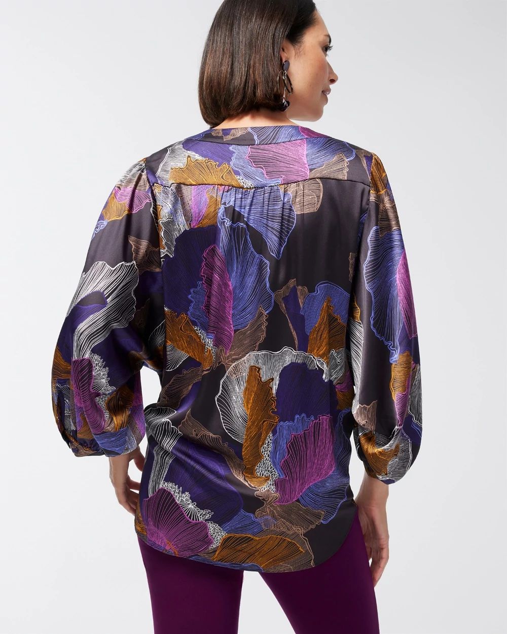 Abstract Print Tie-Front Shirt