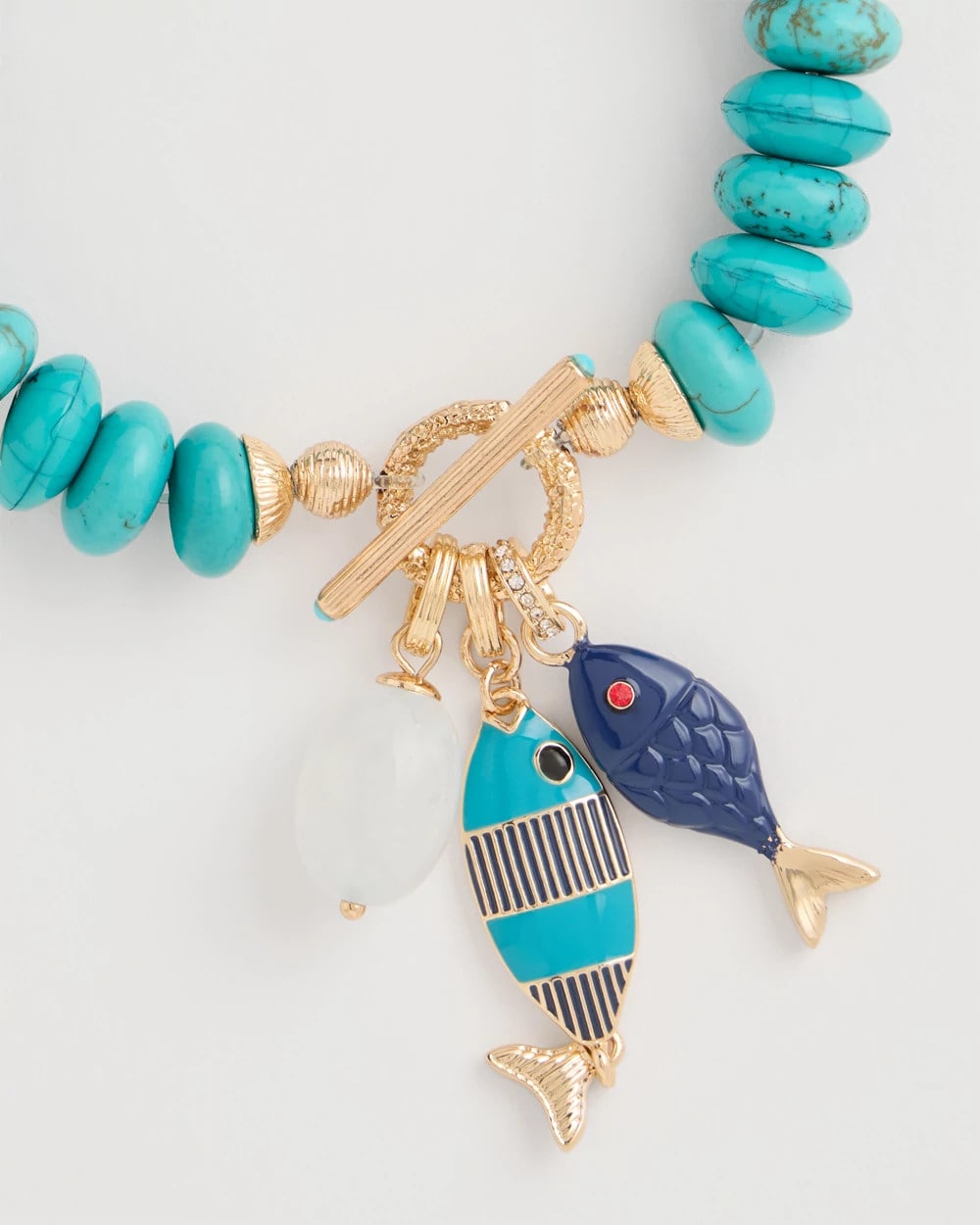 Turquoise Stone Toggle Charm Bracelet