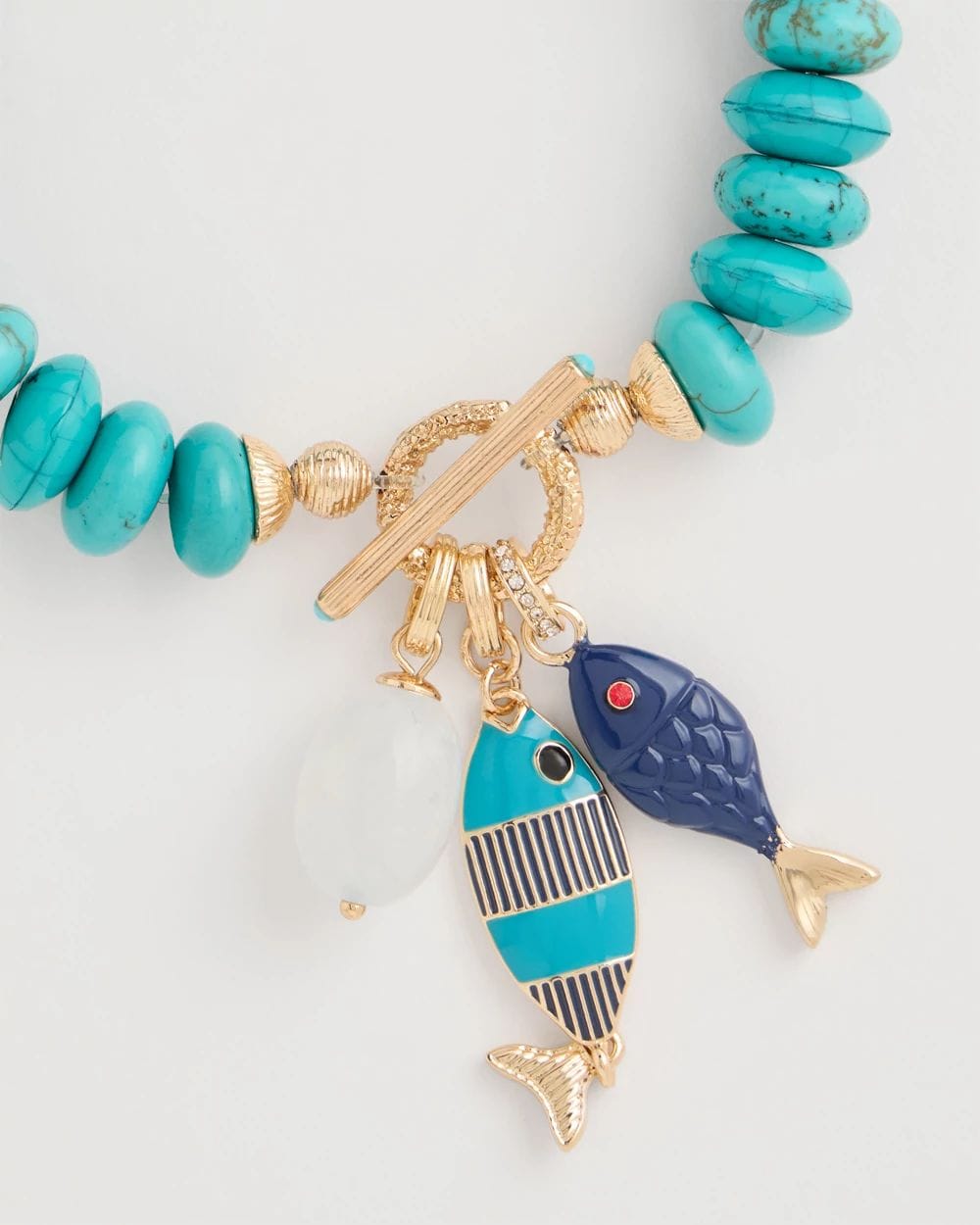 Turquoise Stone Toggle Charm Bracelet