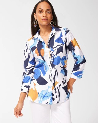 No Iron Stretch Ikat 3/4 Sleeve Shirt