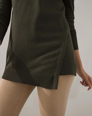 V-neck Asymmetrical Hem Tunic Sweater