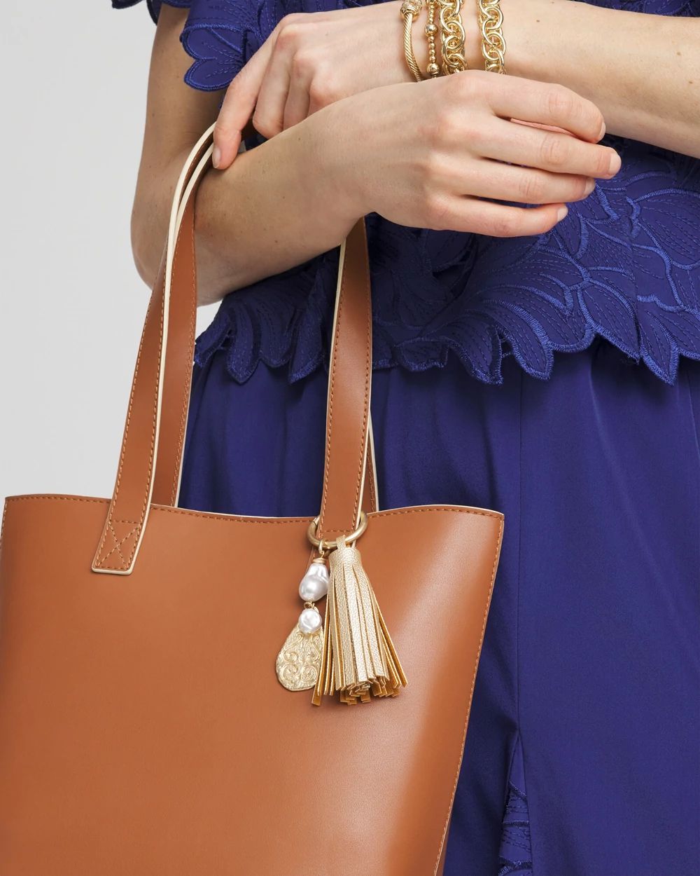 Faux Leather Tassel Bag Charm