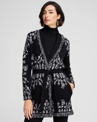 Medallion Print Shawl Cardigan