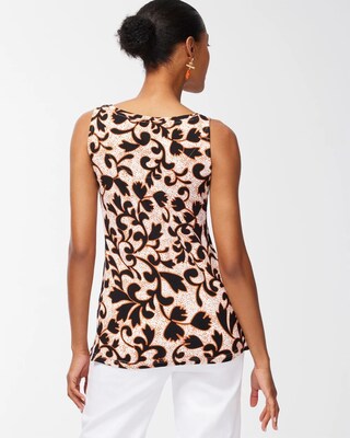 Touch of Cool Leaf Print Polished Tank