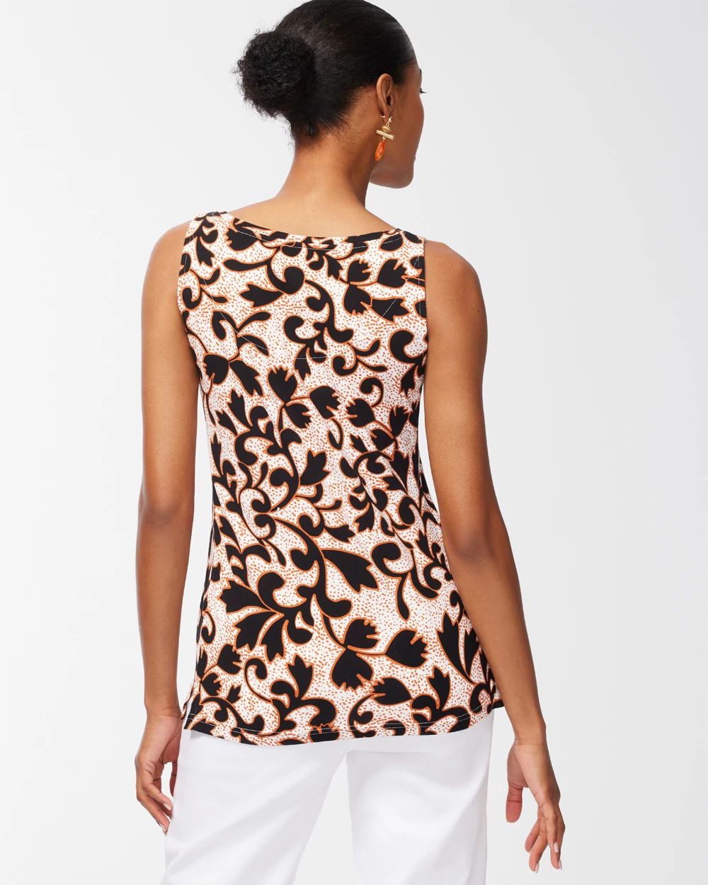 Touch of Cool Leaf Print Polished Tank