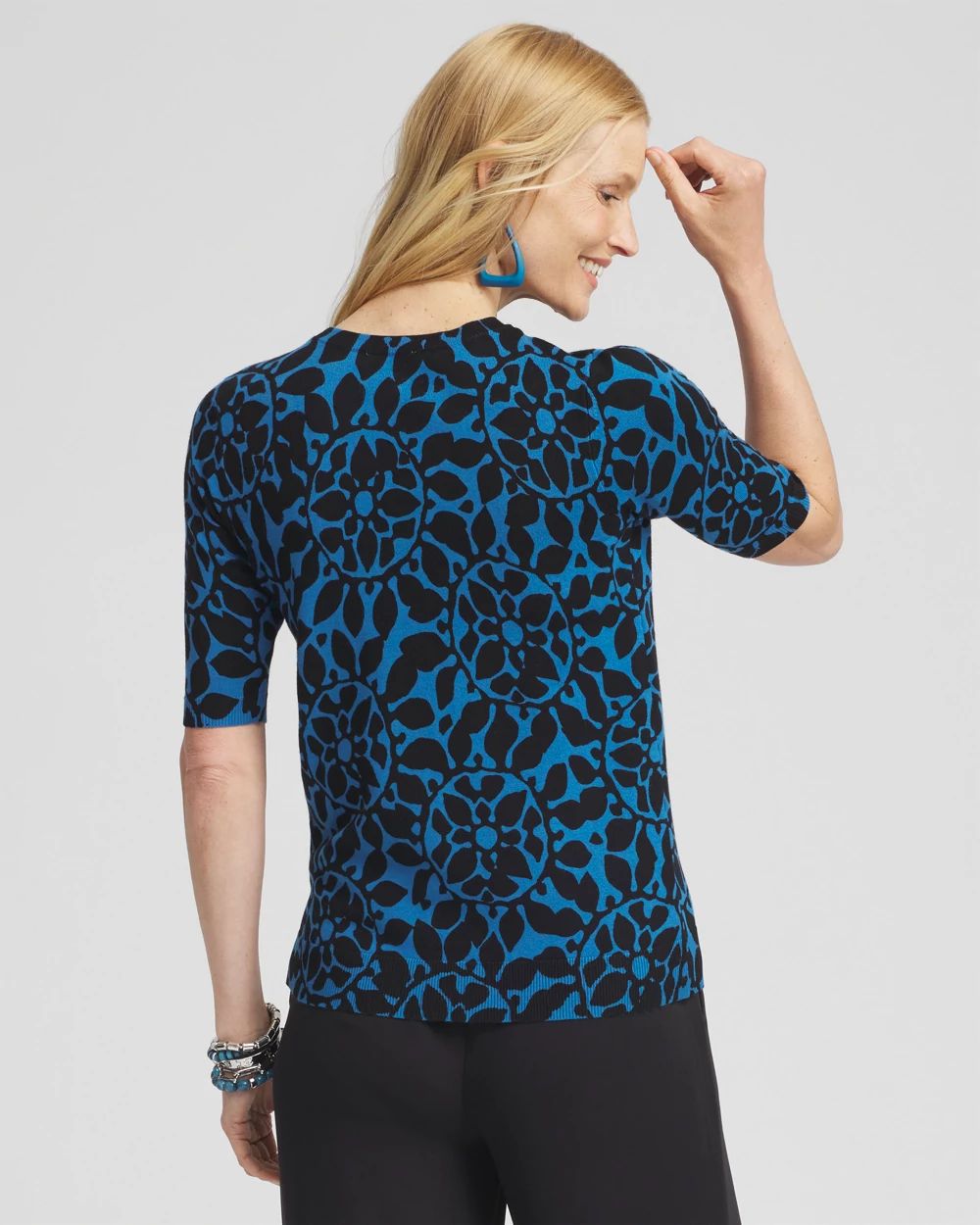 Woodblock Short Sleeve Pullover Sweater