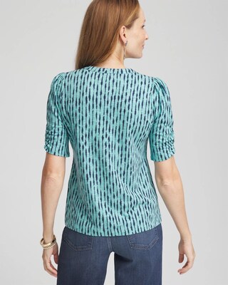Slub Shirred Sleeve Henley Tee click to view larger image.