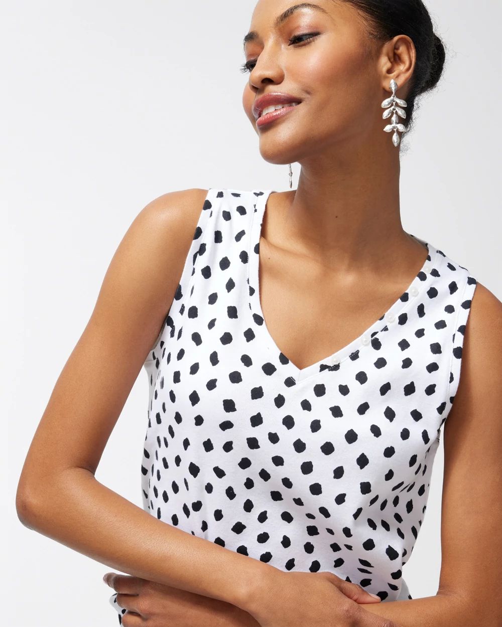 Dot Print Everyday Button Tank