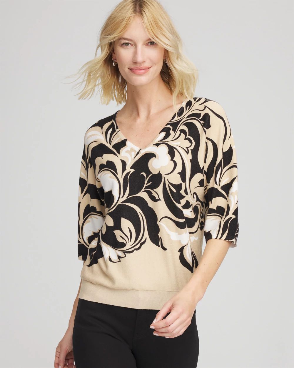 Printed Dolman Sweater