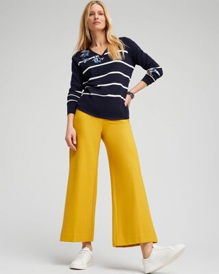 Ponte Wide Leg Ankle Pants