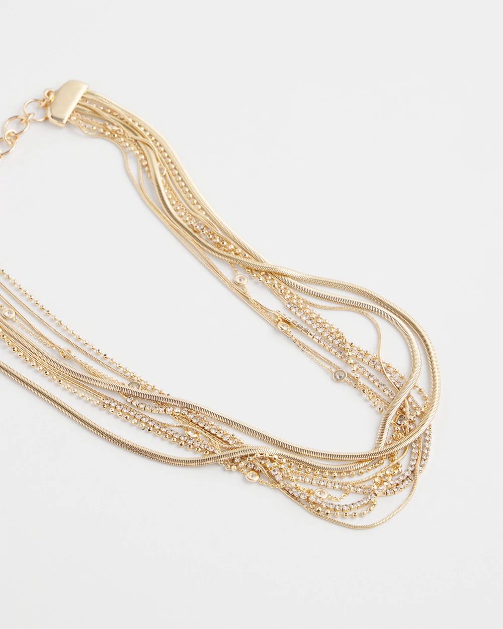 Gold Tone Multi Strand Collar Necklace