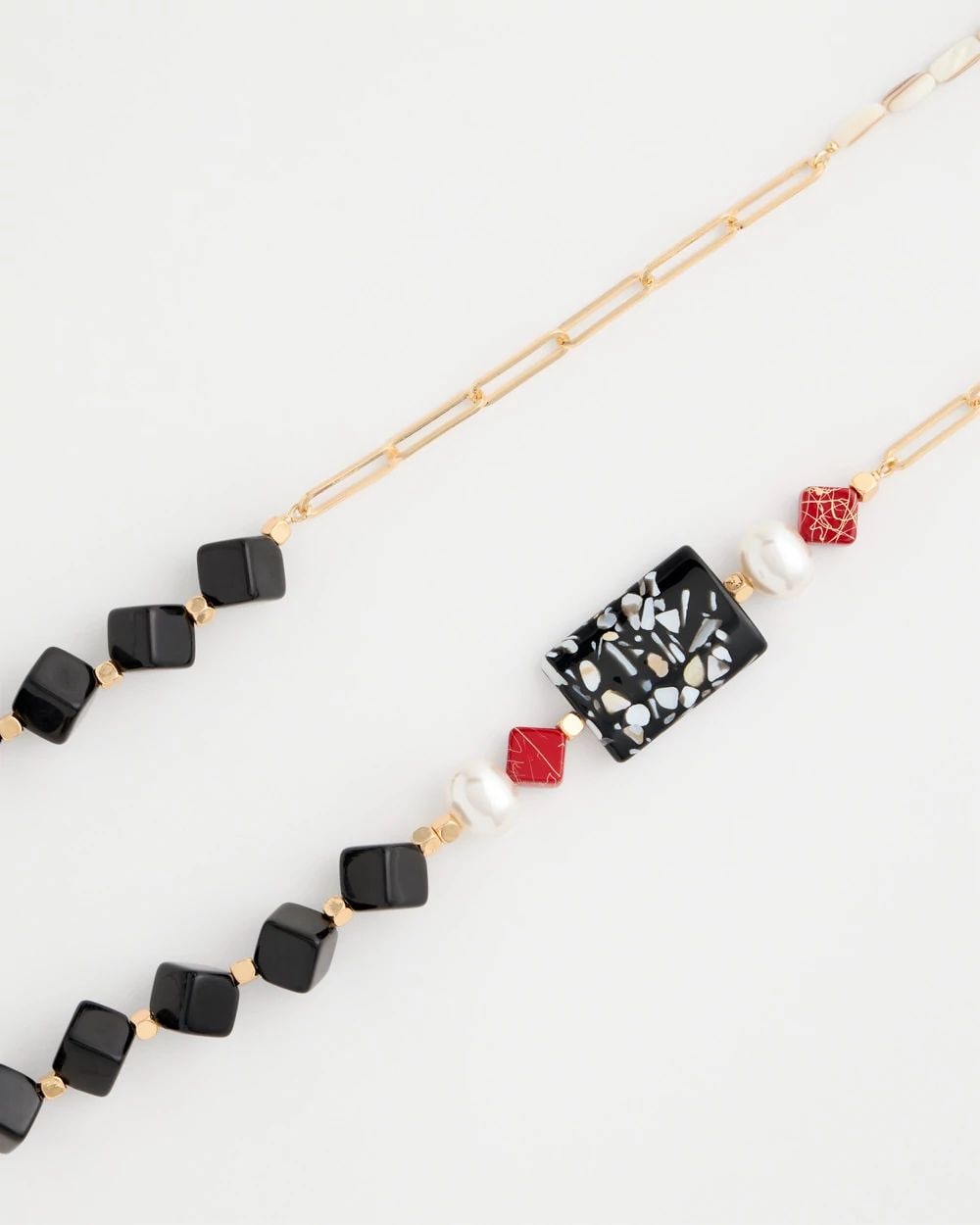 Asymmetrical Long Single-Strand Necklace click to view larger image.