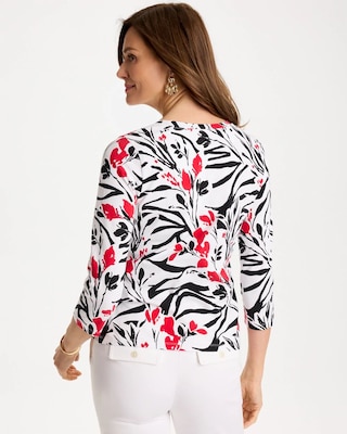 Cotton Stretch 3/4 Sleeve Floral Tee click to view larger image.