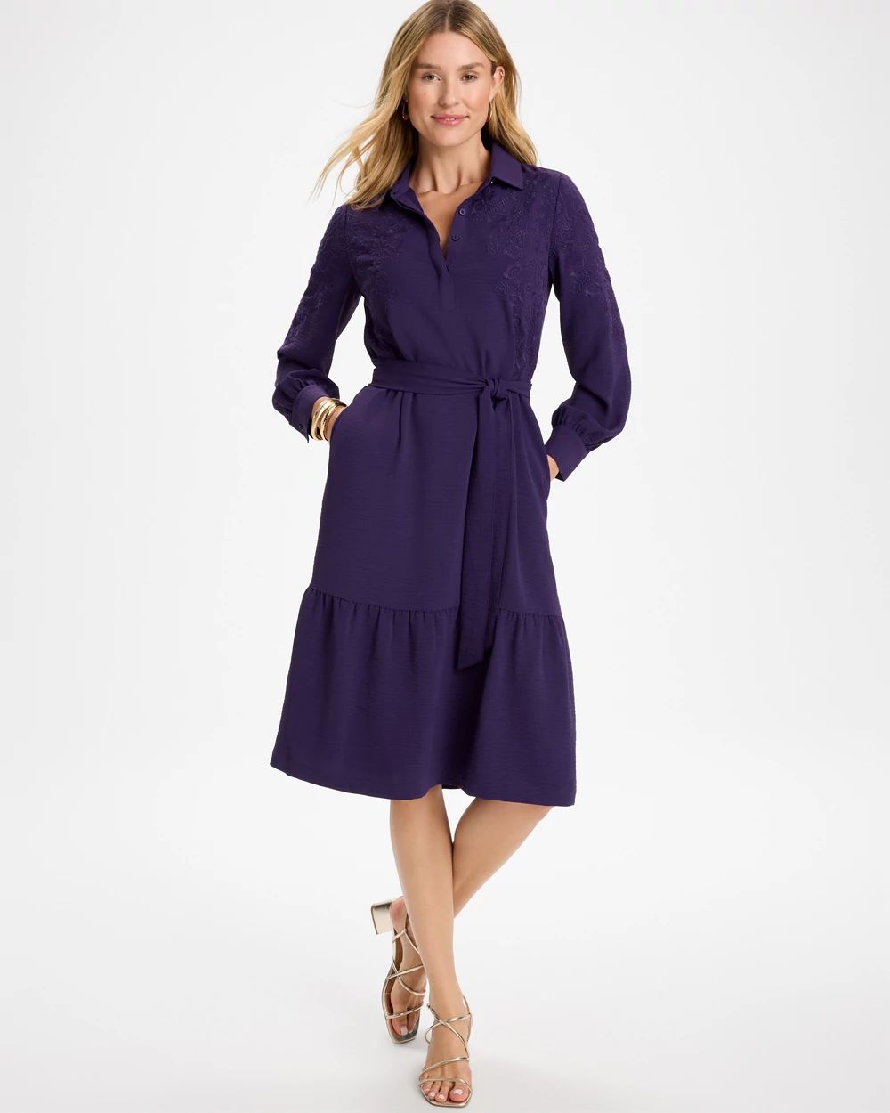 Lace Applique Knee Length Dress