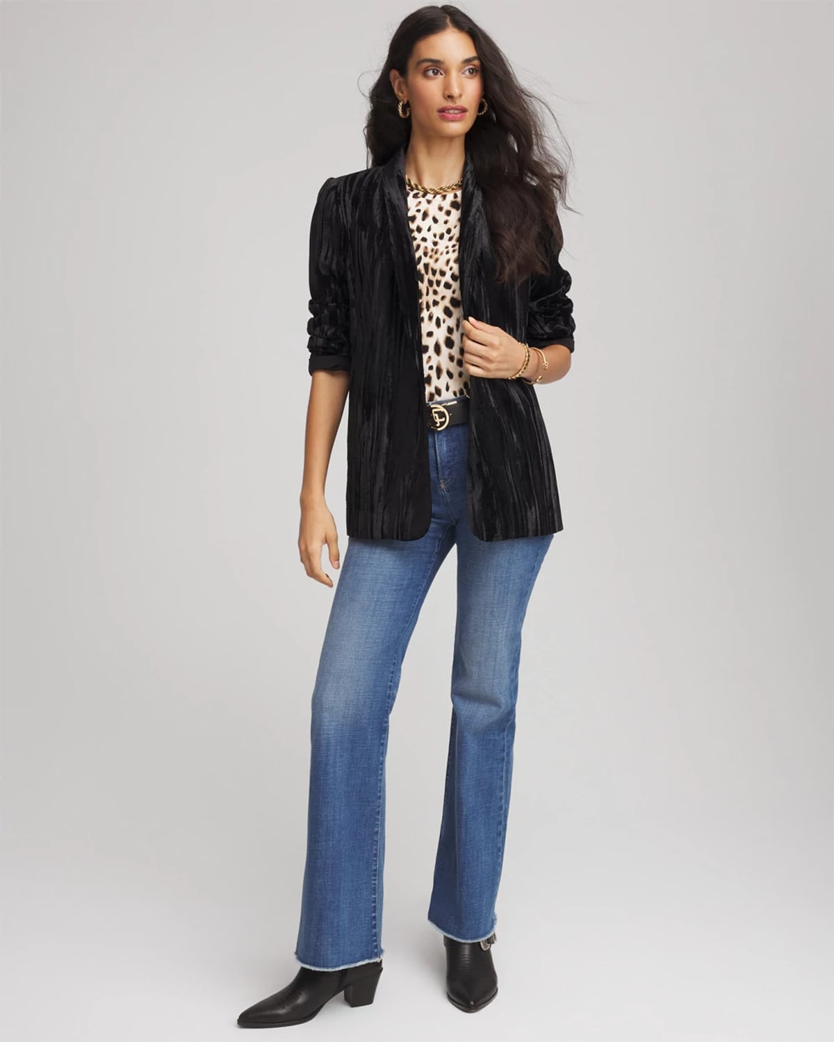 Chico's Velvet Shawl Collar Blazer In Black In Black