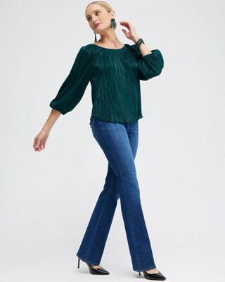 Green Metallic Crinkle Tee