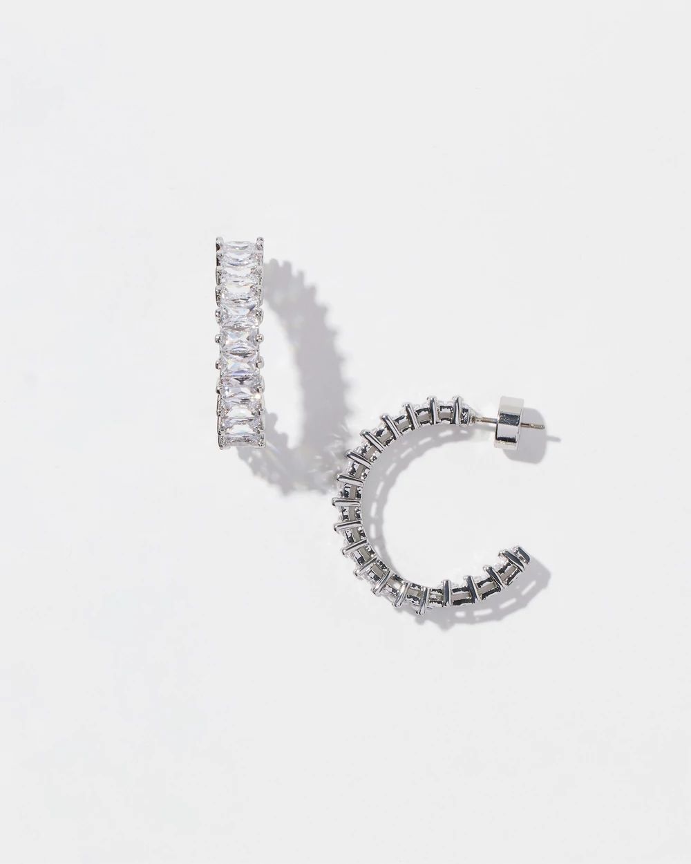 Cubic Zirconia Baguette Hoops