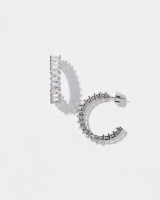 Cubic Zirconia Baguette Hoops