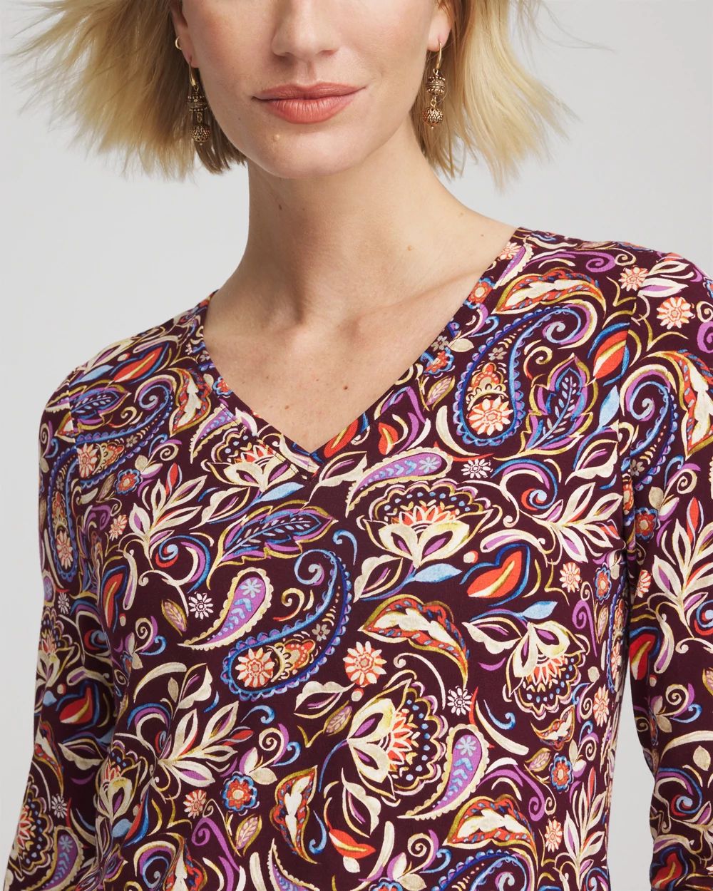 Paisley Touch of Cool™ V-Neck Layering Tee
