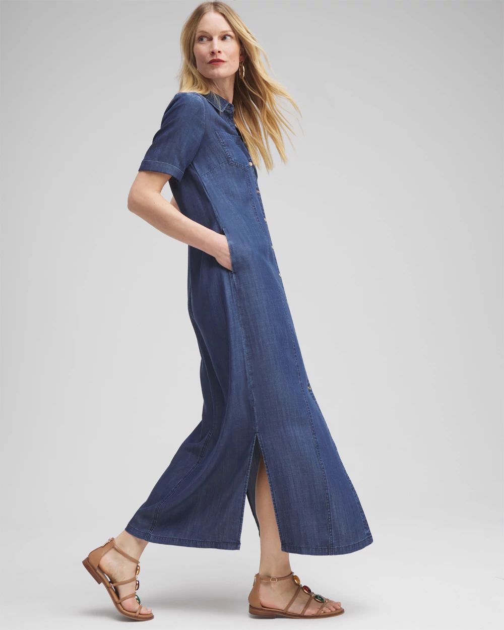 Short Sleeve Maxi Shirt Dress