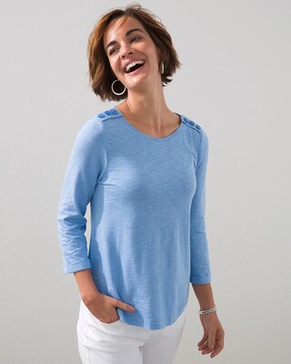 Epaulet 3/4 Sleeve Slub Tee