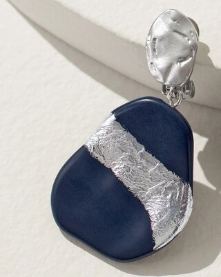 Navy Foil Clip-On Earrings