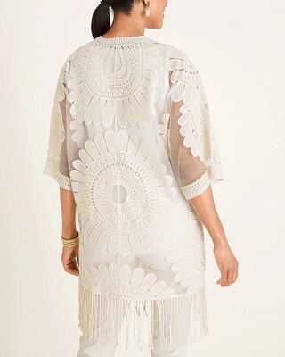 Lace Embroidered Fringe-Detail Kimono