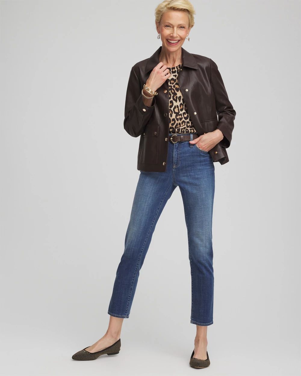 Girlfriend Slim Cropped Jeans click to view larger image.