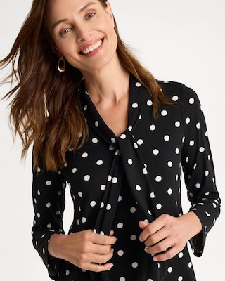 Polka-Dot Tie-Neck Tunic click to view larger image.