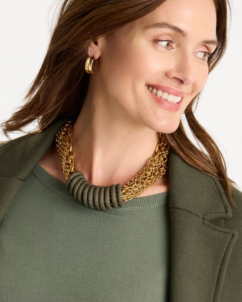 Wrapped Rings Link Chain Necklace click to view larger image.