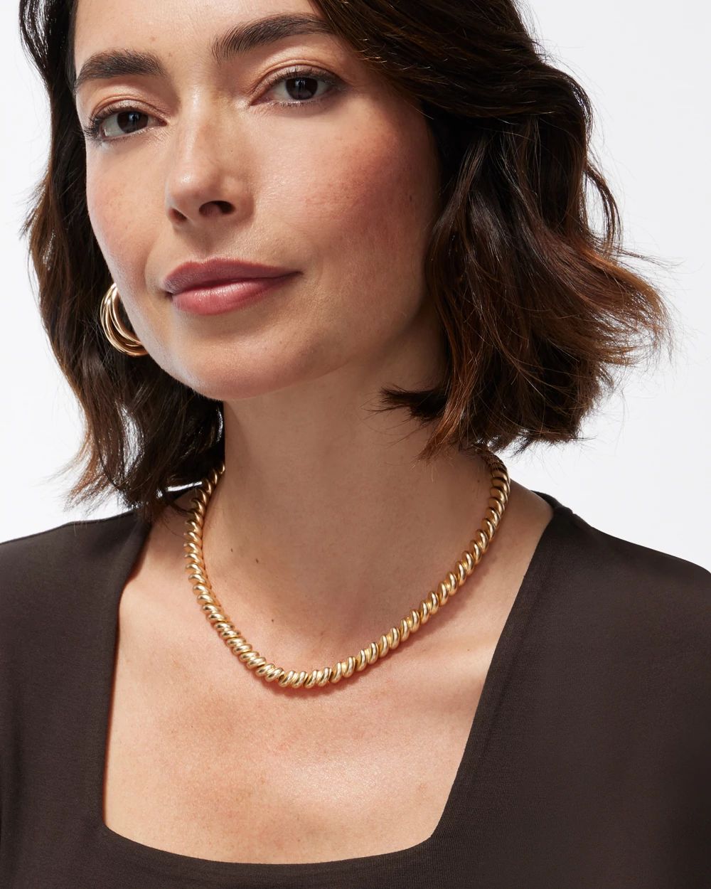 Gold Tone Twist Collar Necklace