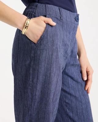 Pinstripe Soft-Stretch Linen Crop Pant click to view larger image.